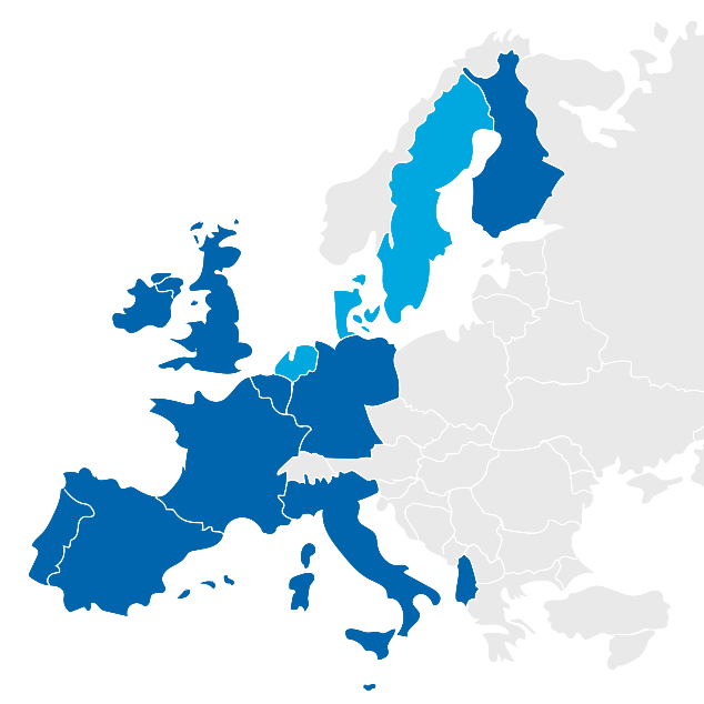 mappa dell'europa dei progetti erasmus+